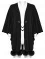 Black Gothic Lunar Eclipse Printed Woolen Shawl for Women