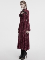 Red Sexy Gothic Crescent Print Mesh Two-Piece Long Fishtail Dress