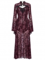 Red Sexy Gothic Crescent Print Mesh Two-Piece Long Fishtail Dress