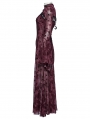 Red Sexy Gothic Crescent Print Mesh Two-Piece Long Fishtail Dress