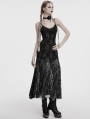 Grey Sexy Gothic Crescent Print Mesh Two-Piece Long Fishtail Dress