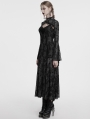 Grey Sexy Gothic Crescent Print Mesh Two-Piece Long Fishtail Dress