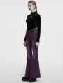 Black Gothic Crescent Hollowed Print Velvet Long Sleeve T-Shirt for Women