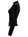 Black Gothic Crescent Hollowed Print Velvet Long Sleeve T-Shirt for Women