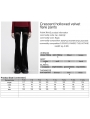 Black Gothic Crescent Hollowed Printed Velvet Long Flare Pants for Women