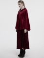 Red Dark Gothic Velvet Moon Hooded Cape Coat for Women