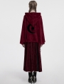 Red Dark Gothic Velvet Moon Hooded Cape Coat for Women