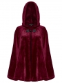 Red Dark Gothic Velvet Moon Hooded Cape Coat for Women