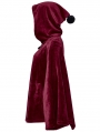 Red Dark Gothic Velvet Moon Hooded Cape Coat for Women