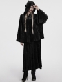 Black Dark Gothic Velvet Moon Hooded Cape Coat for Women