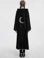 Black Dark Gothic Velvet Moon Hooded Cape Coat for Women