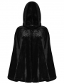 Black Dark Gothic Velvet Moon Hooded Cape Coat for Women