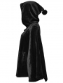 Black Dark Gothic Velvet Moon Hooded Cape Coat for Women