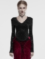 Black Gothic Sexy V-Neck Floral Lace Long Sleeve Shirt for Women