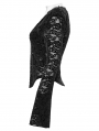 Black Gothic Sexy V-Neck Floral Lace Long Sleeve Shirt for Women