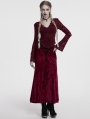 Red Gothic Sexy V-Neck Floral Lace Long Sleeve Shirt for Women