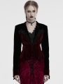 Black and Red Gothic Bat Hem Vintage Velvet Jacket for Women