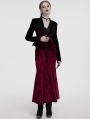 Black and Red Gothic Bat Hem Vintage Velvet Jacket for Women