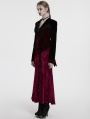 Black and Red Gothic Bat Hem Vintage Velvet Jacket for Women