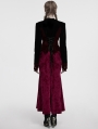 Black and Red Gothic Bat Hem Vintage Velvet Jacket for Women