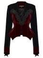 Black and Red Gothic Bat Hem Vintage Velvet Jacket for Women