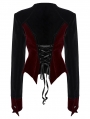Black and Red Gothic Bat Hem Vintage Velvet Jacket for Women