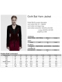 Black and Red Gothic Bat Hem Vintage Velvet Jacket for Women