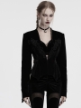 Black Gothic Bat Hem Vintage Velvet Jacket for Women