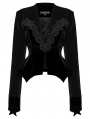 Black Gothic Bat Hem Vintage Velvet Jacket for Women