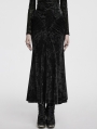 Black Vintage Gothic Lace Up Velvet Long Fishtail Skirt