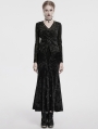 Black Vintage Gothic Lace Up Velvet Long Fishtail Skirt