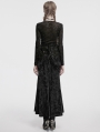Black Vintage Gothic Lace Up Velvet Long Fishtail Skirt