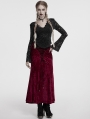 Red Vintage Gothic Lace Up Velvet Long Fishtail Skirt