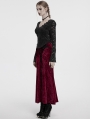 Red Vintage Gothic Lace Up Velvet Long Fishtail Skirt