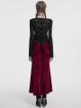 Red Vintage Gothic Lace Up Velvet Long Fishtail Skirt