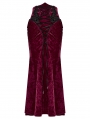Red Vintage Gothic Lace Up Velvet Long Fishtail Skirt