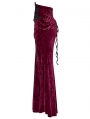 Red Vintage Gothic Lace Up Velvet Long Fishtail Skirt
