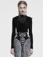 Black Gothic Swinging Collar Lace Long Sleeve Shirt for Women