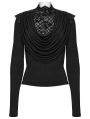 Black Gothic Swinging Collar Lace Long Sleeve Shirt for Women