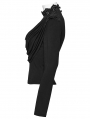 Black Gothic Swinging Collar Lace Long Sleeve Shirt for Women