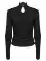 Black Gothic Swinging Collar Lace Long Sleeve Shirt for Women