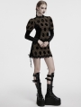 Black and Coffee Gothic Retro Palace Style Velvet Long Sleeve Shirt for Women