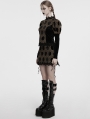 Black and Coffee Gothic Retro Palace Style Velvet Long Sleeve Shirt for Women