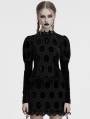 Black Gothic Retro Palace Style Velvet Long Sleeve Shirt for Women