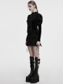 Black Gothic Retro Palace Style Velvet Long Sleeve Shirt for Women