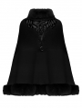 Black Gothic Witch Gradient Fur Trim Cloak for Women