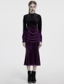 Black and Violet Gothic Velvet Gradient Long Sleeve Fishtail Dress