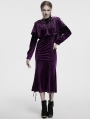 Black and Violet Gothic Velvet Gradient Long Sleeve Fishtail Dress