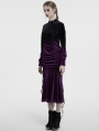 Black and Violet Gothic Velvet Gradient Long Sleeve Fishtail Dress