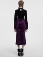 Black and Violet Gothic Velvet Gradient Long Sleeve Fishtail Dress